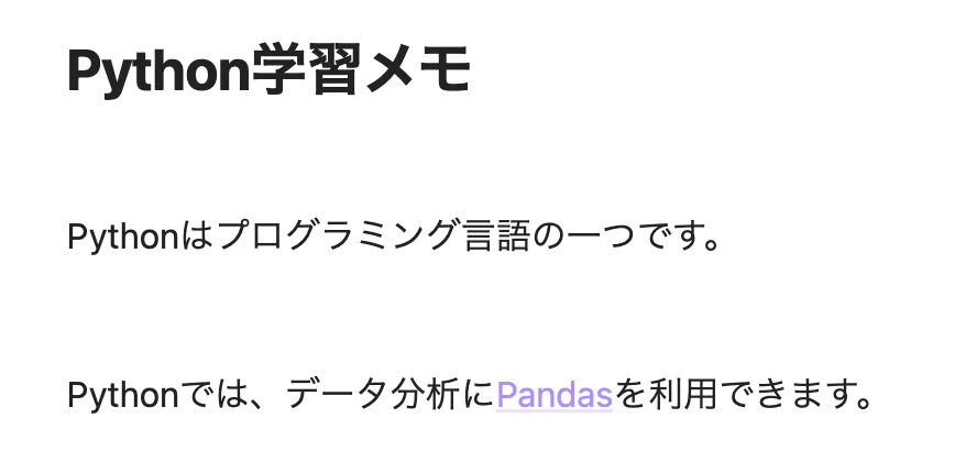 Obsidianのノートリンク表示結果