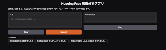 Hugging Face感情分析アプリの完成イメージ