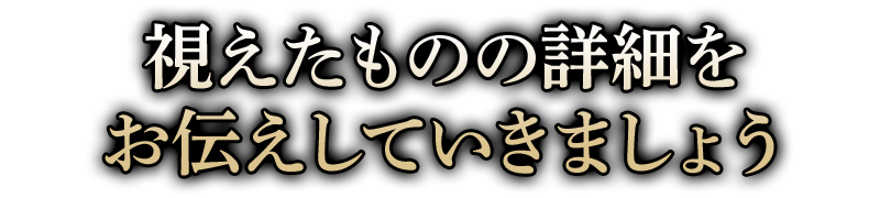 視えたものの詳細をお伝えしていきましょう