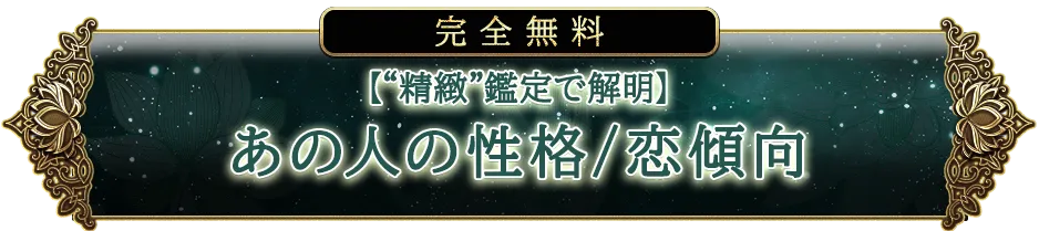 完全無料【“精緻”鑑定で解明】あの人の性格/恋傾向