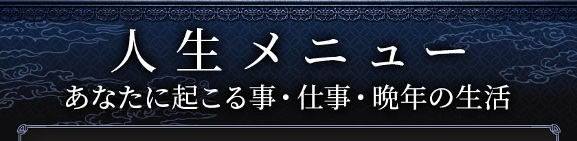 人生メニュー あなたに起こる事•仕事•晩年の生活