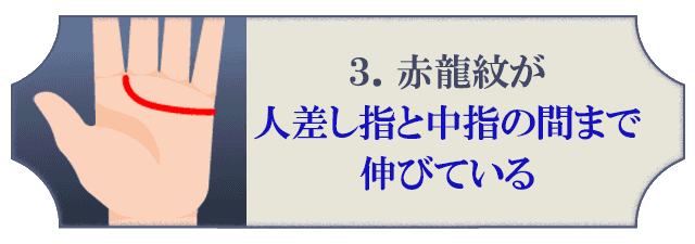 3.赤龍紋が人差し指と中指の間まで伸びている