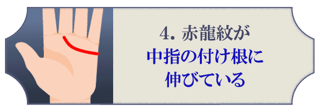 4.赤龍紋が中指の付け根に伸びている