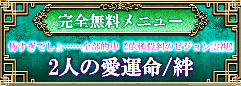 完全無料メニュー 怖すぎでしょ……全部的中【依頼殺到のビジョン霊視】2人の愛運命/絆