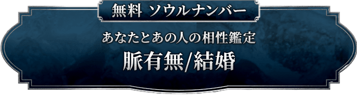 あなたとあの人の相性鑑定　脈有無/結婚